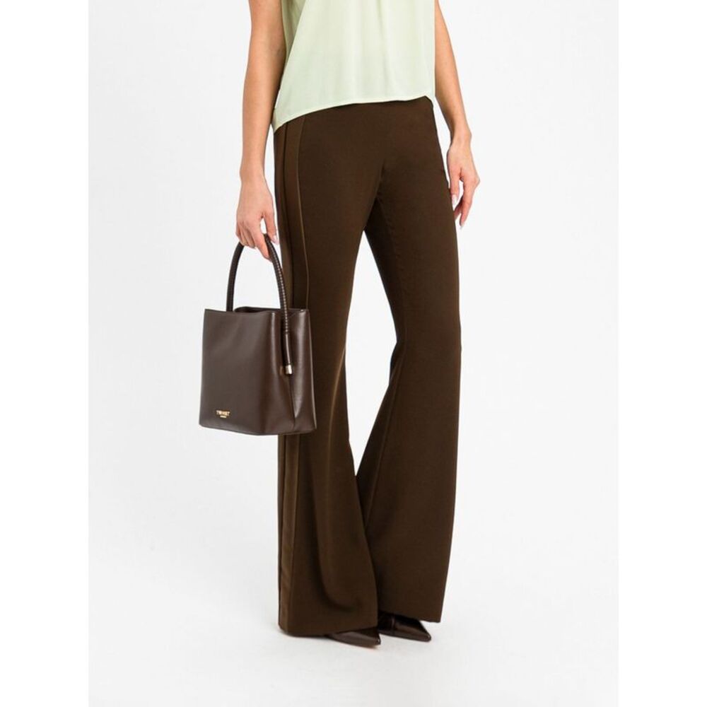 Twinset Women Twinset Flared Cri�Pe Trousers With Elasticated Waist